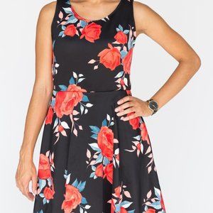 Agnes & Dora Fit & Flare Dress Bloom Black NWT